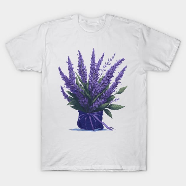 Lavender bouquet in a vase. T-Shirt by webbygfx